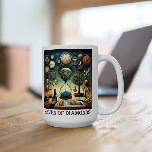 The Seven of Diamonds Ceramic 15 oz Mug from the Some Weird Mirror Collection ~ Game Version ~