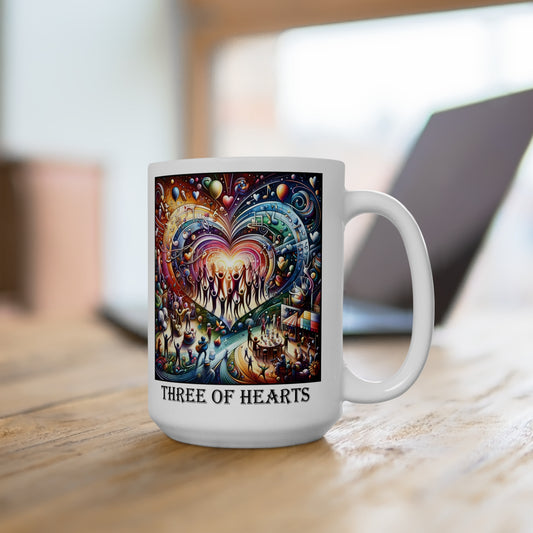The Three of Hearts Ceramic 15 oz Mug from the Some Weird Mirror Collection ~ Game Version ~