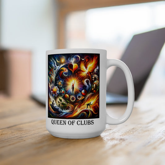 The Queen of Clubs Ceramic 15 oz Mug from the Some Weird Mirror Collection ~ Game Version~