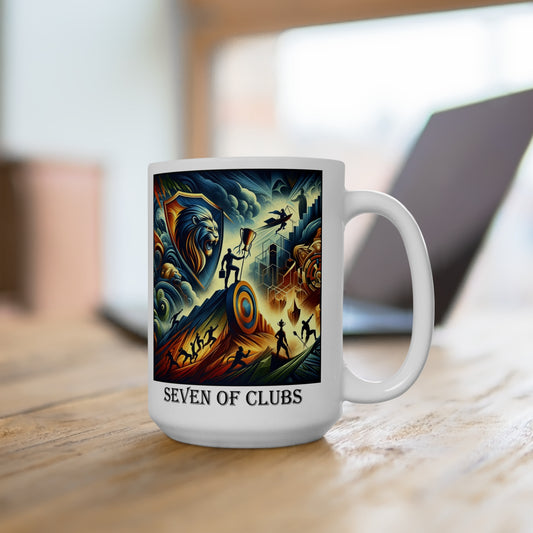 The Seven of Clubs Ceramic 15 oz Mug from the Some Weird Mirror Collection ~ Game Version~