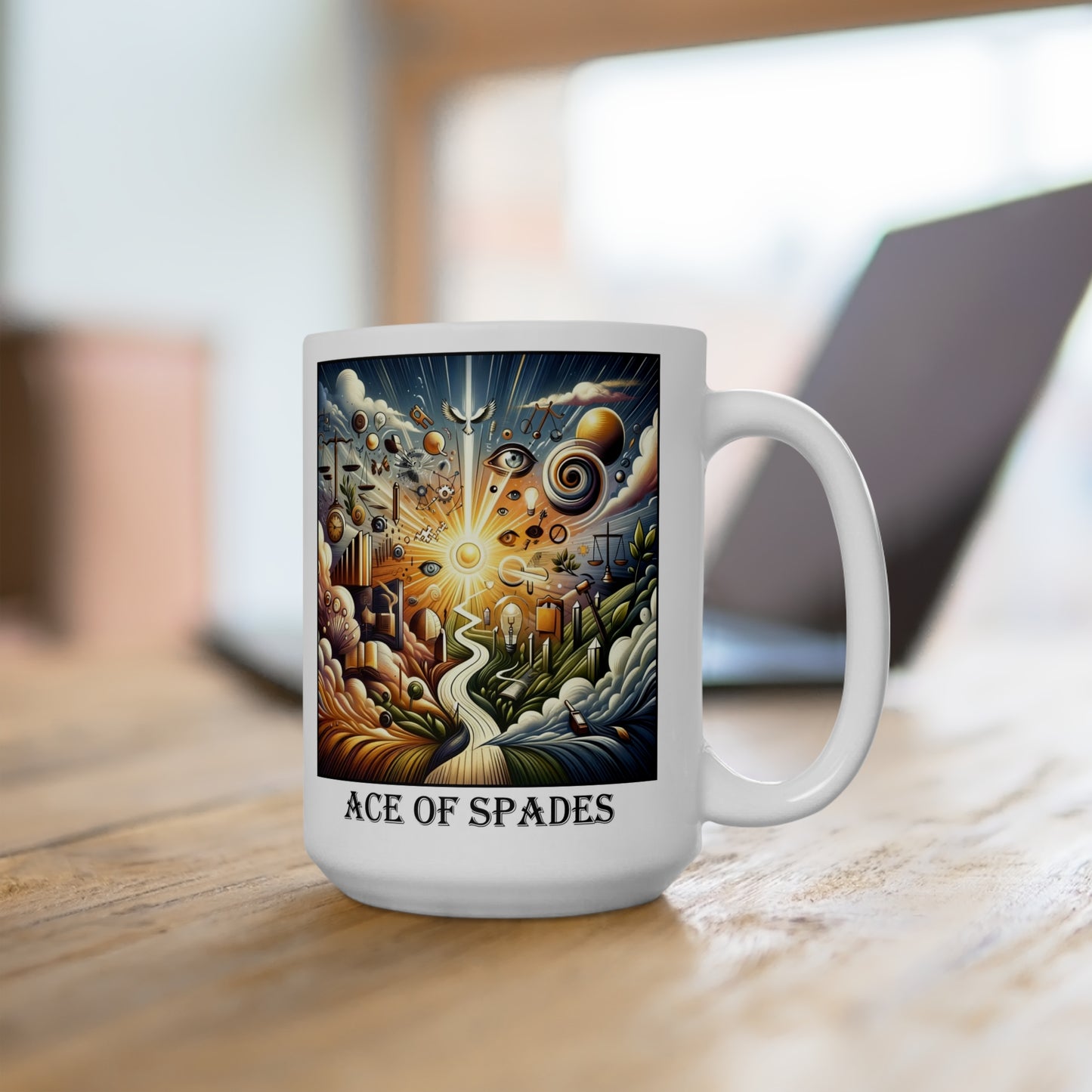 The Ace of Spades Ceramic 15 oz Mug from the Some Weird Mirror Collection ~Game Version~