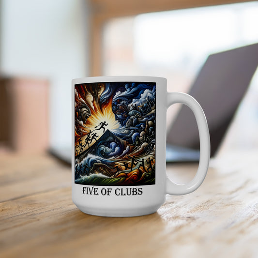 The Five of Clubs Ceramic 15 oz Mug from the Some Weird Mirror Collection ~ Game Version~