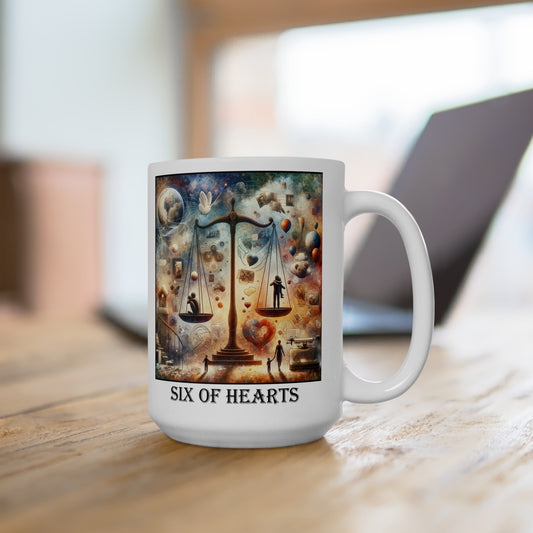 The Six of Hearts Ceramic 15 oz Mug from the Some Weird Mirror Collection ~ Game Version ~