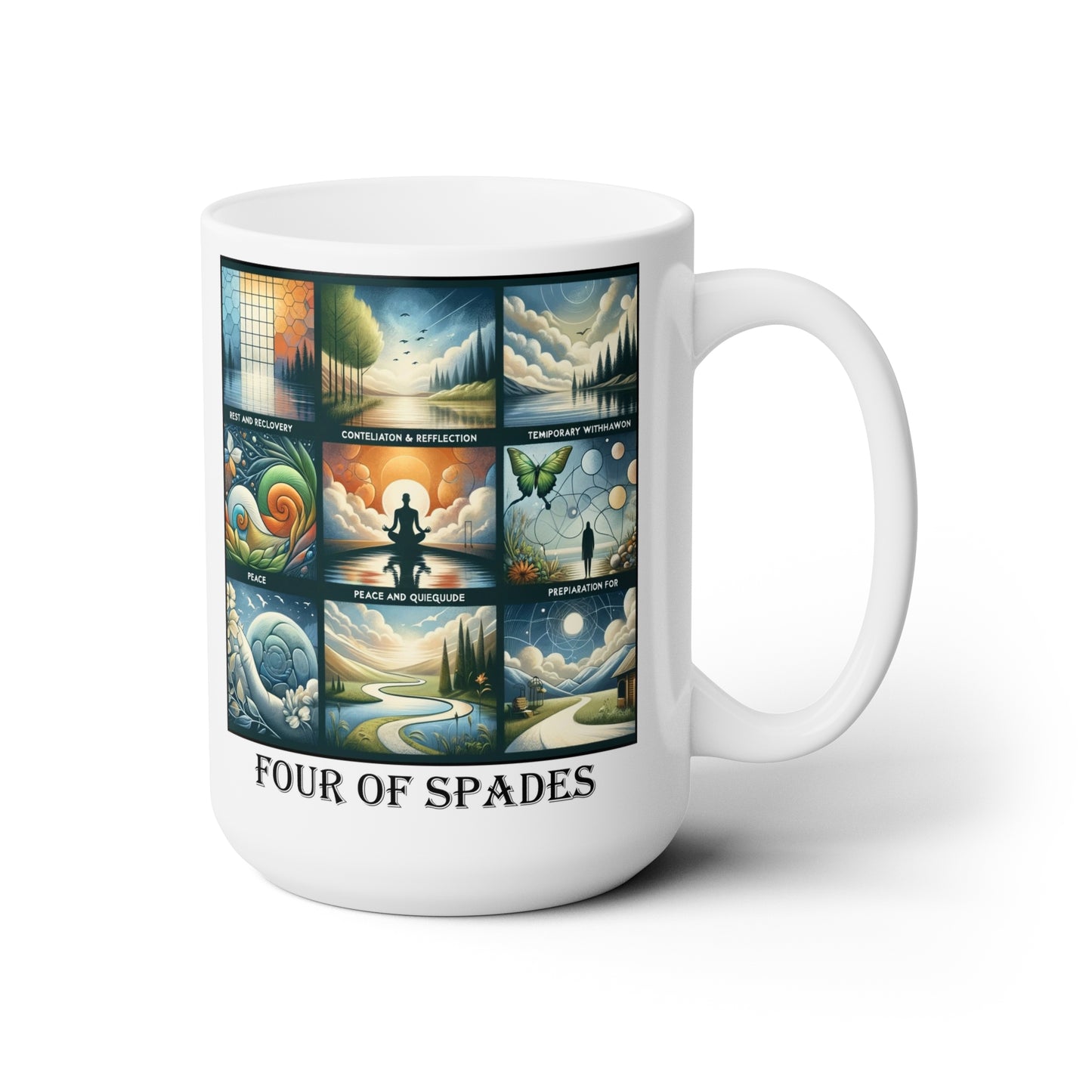 The  Four of Spades Ceramic 15 oz Mug from the Some Weird Mirror Collection ~ Game Version ~