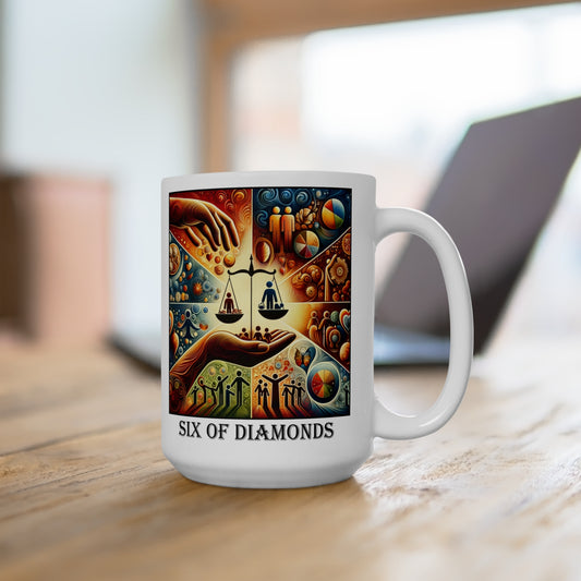 The Six of Diamonds Ceramic 15 oz Mug from the Some Weird Mirror Collection ~ Game Version ~