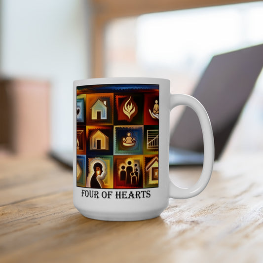 The Four of Hearts Ceramic 15 oz Mug from the Some Weird Mirror Collection ~ Game Version ~