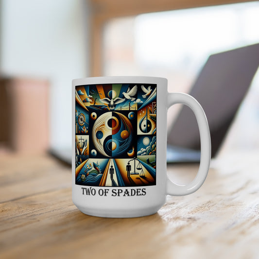 The  Two of Spades Ceramic 15 oz Mug from the Some Weird Mirror Collection ~ Game Version ~